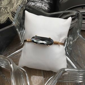 ⬇️ 🤩 Gray Gemstone Gold Wire Bangle Boho Jewelry